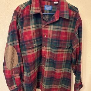 “Timeless” Pendleton Red and Green Casual Button Down Shirt with Classic Plaid